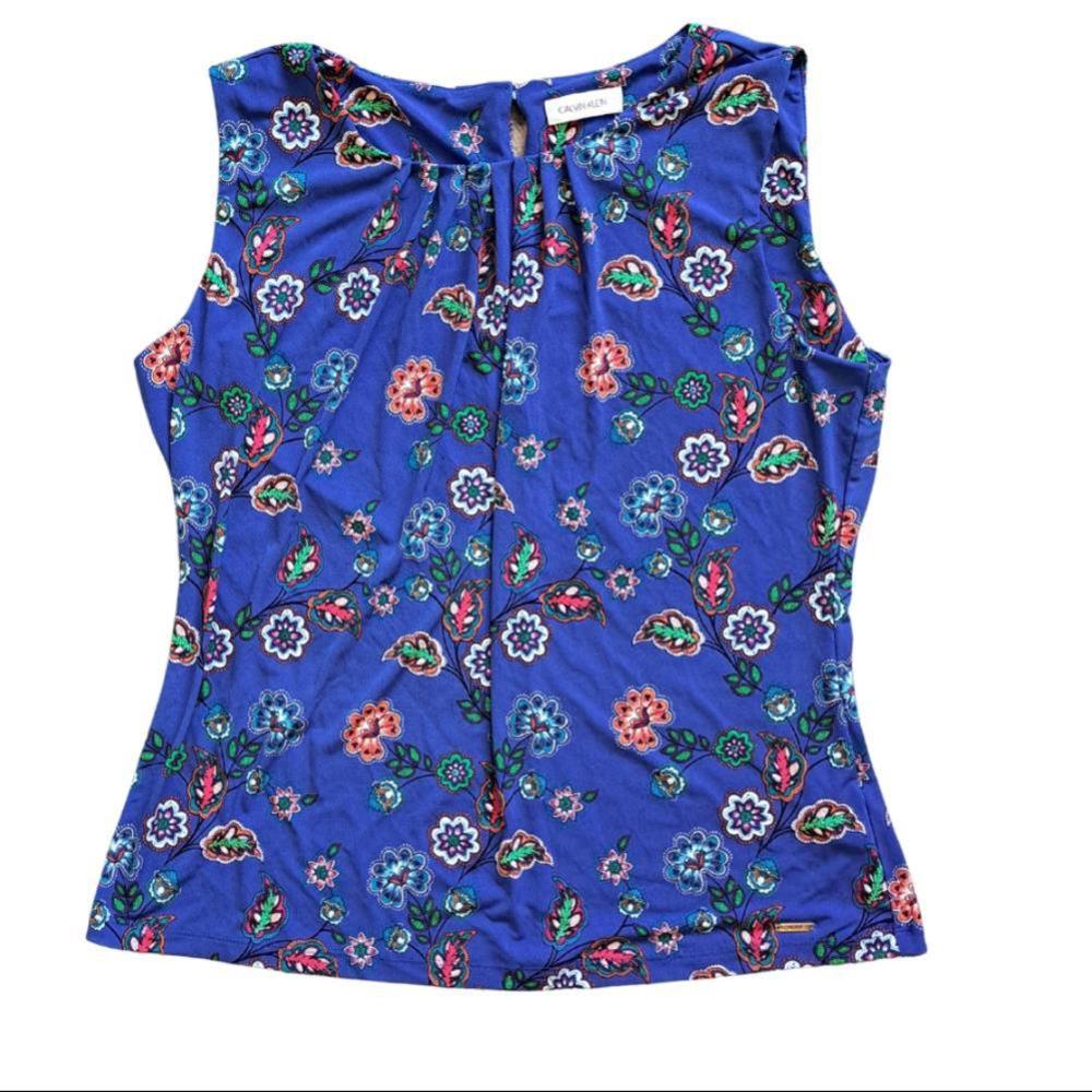 Calvin Klein Women sleeveless shirt paisley, summer, blue